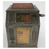 1046	ANTIQUE PENNY ARCADE GAME *TAVERN* FOR CHEWING GUM STICKS, APPROXIMATELY 9 IN X 9 IN X 12 IN H