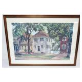 1075	KENNETH HARRIS FRAMED AND MATTED PRINT, 1960 *ALONG DUKE OF GLOUCESTER STREET WILLIAMSBURG VA*,