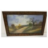 1078	FRAMED PASTEL DRAWING, LANDSCAPE, APPROXIMATELY 28 IN X 18 IN OVERALL