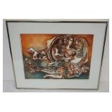 1107	ARTIST SIGNE PRINT, IMAGE OF WOMAN, ARTIST SIGNED AND ANNOTATED, APPROXIMATELY 20 IN X 16 IN OV