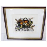 1109	FRAMED AND MATTED PRINT, STILL LIFE FRUIT BASKET, ARTIST SIGNED AND NUMBERED 4/50, APPROXIMATEL