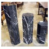 1194	3 MARBLE GRAUATED HEXAGON PEDISTALS, TALLEST APPROXIMATELY 36 IN H