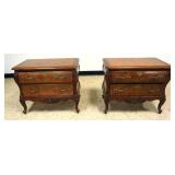 1198	PAIR OF CENTURY FURNITURE BURL WOOD 2 DRAWER BOMBEE BEDSIDE STAND, EACH APPROXIMATELY 30 IN X 1