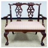 1201	CENTURY MAHOGANY CHIPPENDALE STYLE SETTEE WITH SHELL CARVED LEGS AND BALL & CLAW FEET, APPROXIM