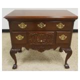 1209	COUNCIL MAHOGANY LOWBOY, CARVED CABRIOLE LEGS, BALL & CLAW FEET AND QUARTER REEDED COLUMN SIDES