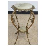 1211	ANTIQUE ONYX AND BRASS 2 TIER VICTORIAN STAND, APPROXIMATELY 21 IN X 30 IN H
