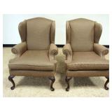 1225	PAIR OF HENREDON *CUSTOM FOLIO COLLECTION* UPHOLSTERED WING BACK ARM CHAIRS, EACH APPROXIMATELY
