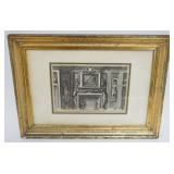 1043	FRAMED AND MATTED NEO CLASSICAL ARCHITECTUAL ENGRAVING, APPROXIMATELY 16 IN X 12 IN OVERALL