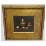 1059	OIL ON BOARD STILL LIFE, APPROXIMATELY 11 IN X 12 IN OVERALL