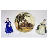 1064	ROYAL DOULTON GROUP INCLUDING 10 1/2 IN PLATE *THE GYPSIES* AND MAKENZIE & ELEGANCE FIGURINES