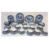1072	STAFFORDSHIRE IRONSTONE LIBERTY BLUE *HISTORICAL COLONIAL SCENES* 77 PC. DINNERWARE