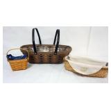 1081	ASSORTED LONGABERGER BASKETS INCLUDING LARGE HOSTESS MULTI COLOR BASKET WITH PROTECTOR, 1997 AM