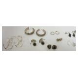 1110	8 PAIRS OF STERLING SILVER EARRINGS, 1.09 OZT INCLUDING STONES