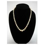 1114	14K CLASP GLASS BEAD NECKLACE, APPROXIMATELY 19 IN L