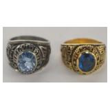 1115	2 HIGH SCHOOL CLASS RINGS, 1 REED AND 1 ULTRIUM, BOTH APPROXIMATE SIZE 7