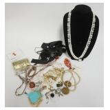 1132	11 NECKLACES, EARRINGS, BRACELETS, SHOE CLIPS, MISC. JEWELRY