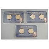 1141	3 SETS OF ONE DOLLAR US PHILADELPHIA AND DENVER UNCIRCULATED PRESIDENTIAL COINS 2012