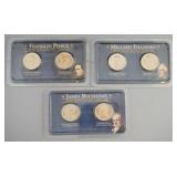 1142	3 SETS OF ONE DOLLAR US PHILADELPHIA AND DENVER UNCIRCULATED PRESIDENTIAL COINS 2010
