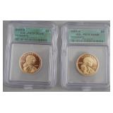 1144	2 SACAGAWEA DOLLAR COINS S MINT 2000 & 2001