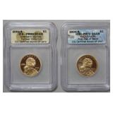 1147	2 SACAGAWEA DOLLAR COINS S MINT 2004, 1 IS FIRST DAY OF ISSUE AND OTHER IS WESTWARD JOURNEY PIO