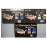 1164	3 SETS - COMMEMORATIVE GOLD STATE QUARTER COLLECTION 1999, 2000, 2001