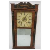 1178	ANTIQUE GEORGE MITCHEL SHELF CLOCK W/HITCHCOCK STYLE PAINT DECORATED COLUMNS & CREST, APPROXIMA