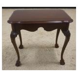 1214	ETHAN ALLEN GEORGIAN COURT CHERRY BALL AND CLAW FOOT, SHELL CARVED CABRIOLE LEGS OCCASIONAL TAB