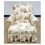 1223	FLORAL UPHOLSTERED ARM CHAIR, APPROXIMATELY 32 IN X 31 IN X 36 IN H