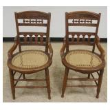 1236	PAIR OF WALNUT VICTORIAN CANE SEAT CHAIRS