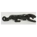 1009	MIDCENTURY MODERN POTTERY BLACK STALKING PANTHER, APPROXIMATELY 24 IN LONG