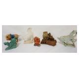 1015	GROUP OF ASSORTED ASIAN FIGURES INCLUDING LION & HORSES W/2 SOAP STONE CARVED FLOWERS & VASE, L