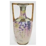 1041	HAND PAINTED NIPPON DOUBLE HANDLED VASE, APPROXIMATELY 9 IN HIGH