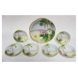 1046	HAND PAINTED NIPPON BERRY SET, 10 IN MASTER BERRY BOWL & 6-5 1/2 IN BERRY BOWLS