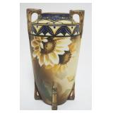 1049	HAND PAINTED NIPPON DOUBLE HANDLED VASE, APPROXIMATELY 10 1/2 IN HIGH