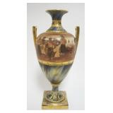 1062	HAND PAINTED NIPPON DOUBLE HANDLED VASE, 12 IN HIGH