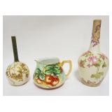 1069	GROUP OF ASSORTED HAND PAINTED AUSTRIAN CHINA VASES & PITCHER, LARGEST APPROXIMATELY 15 IN HIGH