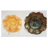 1071	CARNIVAL GLASS NORTHWOOD BOWL & MARIGOLD APPLE BLOSSOM BOWL, LARGEST APPROXIMATELY 9 IN