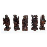 1092	GROUP OF ASSORTED CARVED WOOD ASIAN FIGURES, LARGEST APPROXIMATELY 3 1/4 IN H