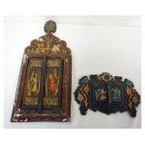 1103	PERSIAN HAND PAINTED WALL MIRRORS, LARGEST APPROXIMATELY 18 IN X 8 IN