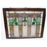1128	STAIN GLASS WINDOW, APPROXIMATELY 32 IN X 25 1/2 IN