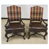 1187	PAIR OF THOMASVILLE LEATHER & UPHOLSTERED ARM CHAIRS, EACH APPROXIMATELY 28 IN X 25 IN X 45 IN 