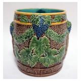 1007	MAJOLICA GRAPE LEAF AND VINE WINE CHILLER, APPROXIMATELY 7 IN X 8 IN H