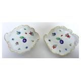 1011	RICHARD GINORI ITALIAN FRUITS PORCELAIN 2 BON BON DISHES, EACH APPROXIMATELY  8 IN X 7 IN X 2 I