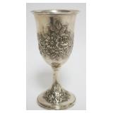 1050	KIRK AND SON STERLING SILVER REPOUSSE CHALICE, APPROXIMATELY  3.57 OZT, WITH GOLD WASH INTERIOR