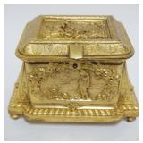 1108	FRENCH GILT BRONZE JEWELRY CASKET, APPROXIMATELY 7 IN X 4 1/2 IN X 5 IN HIGH