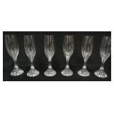 1121	BACCARAT *MASSENA* CRYSTAL 6 CHAMPAGNE FLUTES, EACH APPROXIMATELY 8 3/4 IN HIGH