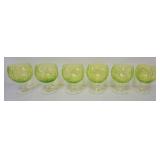 1140	6 VINTAGE SIGMA GREEN EMBOSSED CABBAGE PATTERN GOBLETS, EACH APPROXIMATELY  6 IN HIGH