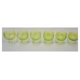 1141	6 VINTAGE SIGMA GREEN EMBOSSED CABBAGE PATTERN GOBLETS, EACH APPROXIMATELY  6 IN HIGH