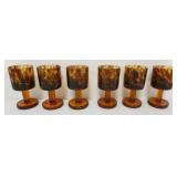1143	SET OF 6 TORTIOSE SHELL BLOWN GLASS GOBLETS, EACH APPROXIMATELY 6 1/2 IN