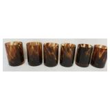 1144	SET OF 6 TORTIOSE SHELL BLOWN GLASS TUMBLERS, EACH APPROXIMATELY 4 IN HIGH